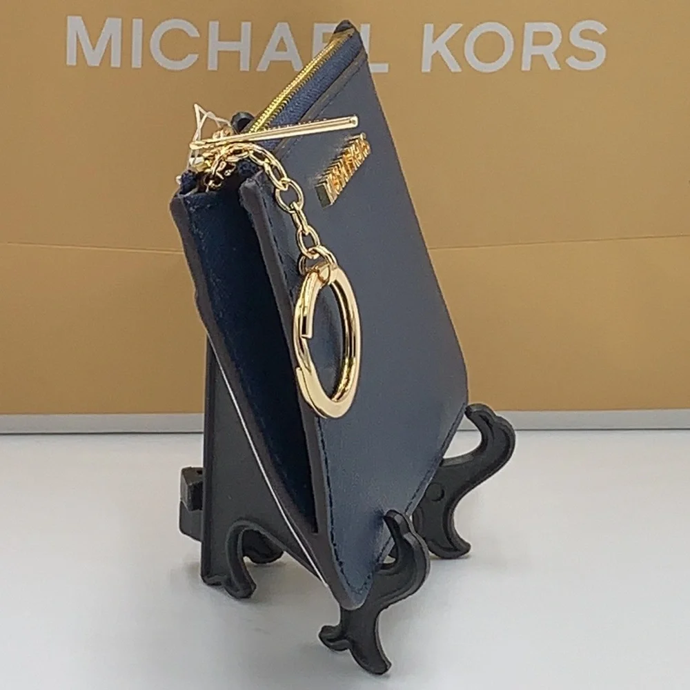 MICHAEL KORS SMALL TOP ZIP COINPOUCH WITH ID CARD NAVY COLOR